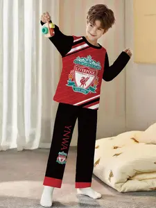 Liverpool Fc Boys' Pajamas, Long Sleeve Sublimated Print, Official Football Gift, Casual Fitted Sleepwear for All Seasons