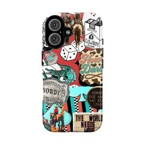 Western Cowboy Phone Case, Rodeo Dice Playing Cards Patchwork Collage Red Beige  Aesthetic Gift Fashion Vibes Trending Now For iPhone 17 16 15 14 13 12 Pro Max Plus X, Samsung Galaxy S25 S24 S23 S22 S21 Ultra