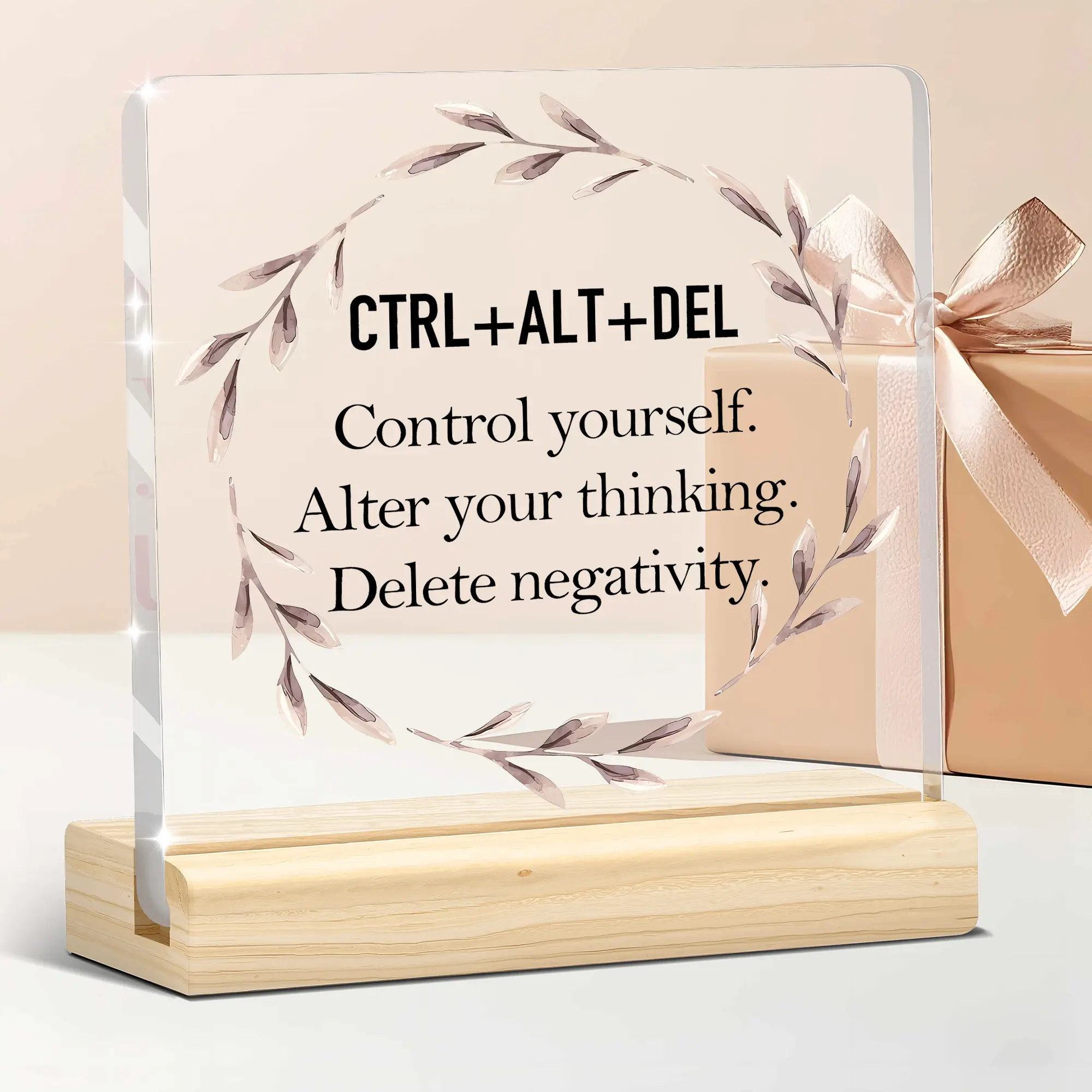 1 Pc Ctrl Alt Del Motivational Acrylic Sign – Office Home Decor Positive Thinking Desk Decor, Acrylic Desktop Decoration | Control Yourself, Alter Thinking, Delete Negativity Quote | Office Gift for Coworkers, Friends, Students | Graduation, Birthday