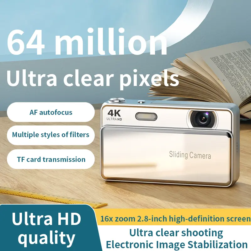 2.8 Inch Sliding Portable Digital Camera for Beginners, Students & Teens, Digital Camera with 32GB Memory Card and Lanyard, Ideal Back to School Gift
