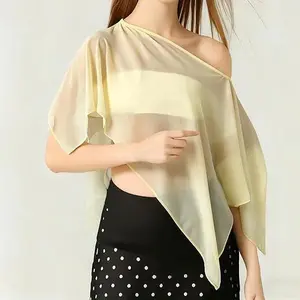 Women's Sun Protective Sheer Chiffon Poncho Top - Asymmetrical Cape Shrug, Elegant Wedding Shawl, Lightweight See-Through Capelet Wrap tracksuits men