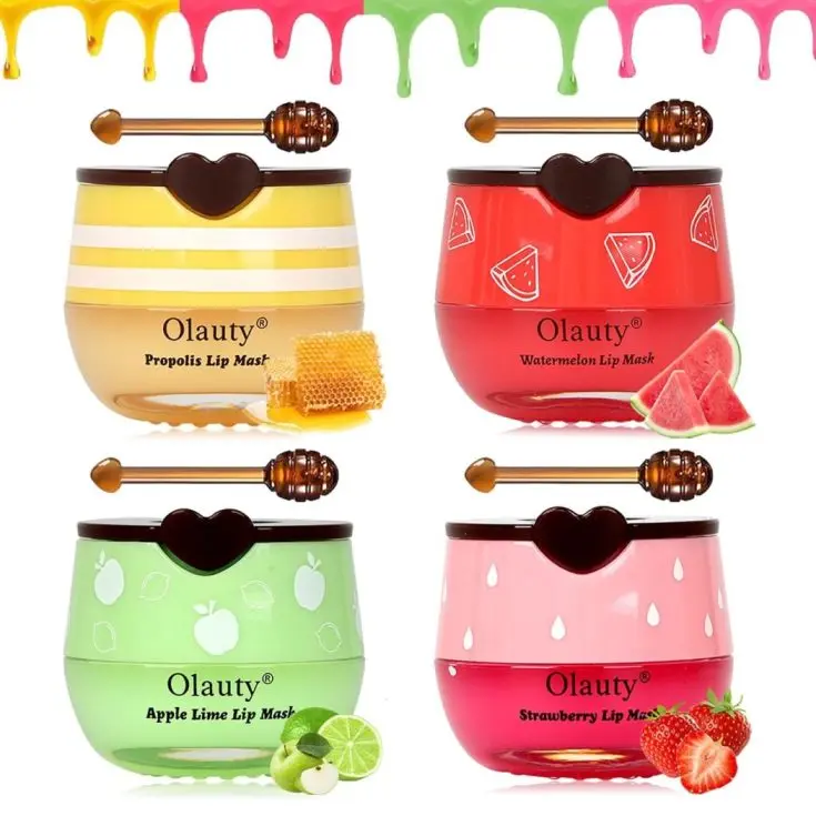 Bee Lip Balm Honey Pot, Propolis Lip Mask with Stick,  Flavors | Lip Sleeping Mask for Dry & Cracked Lips, Deeply Moisturizes with Beeswax & Vitamin E, Skincare Gifts for Women Girls