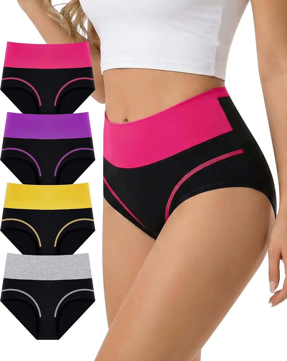 Women's Cotton Breathable High-Waisted Postpartum Panties for Ladies - Soft, Light Tummy Control, Full Coverage Briefs (4/5 Pack)