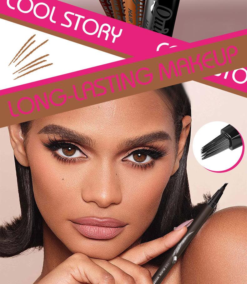 Multi-Tip Hair-Like Eyebrow Pen, Waterproof Quick-Dry Brow Marker, Natural Microblading-Effect Eyebrow Pencil for Defined Brows