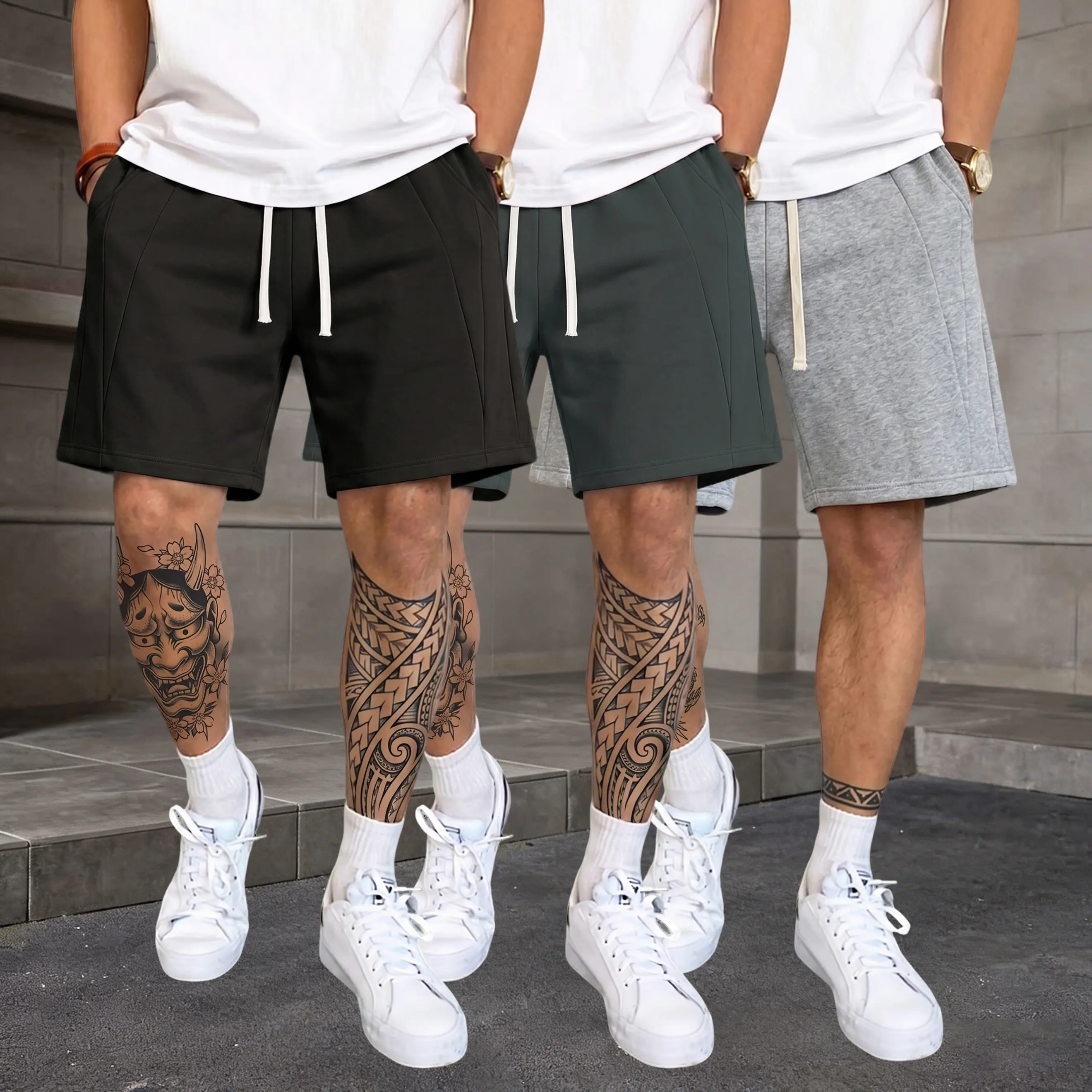 Black, dark gray, light gray