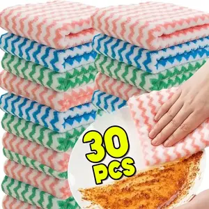 10/40PCS Super Absorbent Thickened Coral Fleece Dishcloths - Reusable Kitchen Dish Rags Cleaning Cloths Glass Windows Wipe Towels
