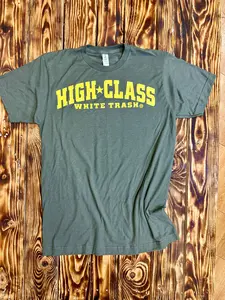Team High Class White Trash ®  Military Grenn/Maize Tee