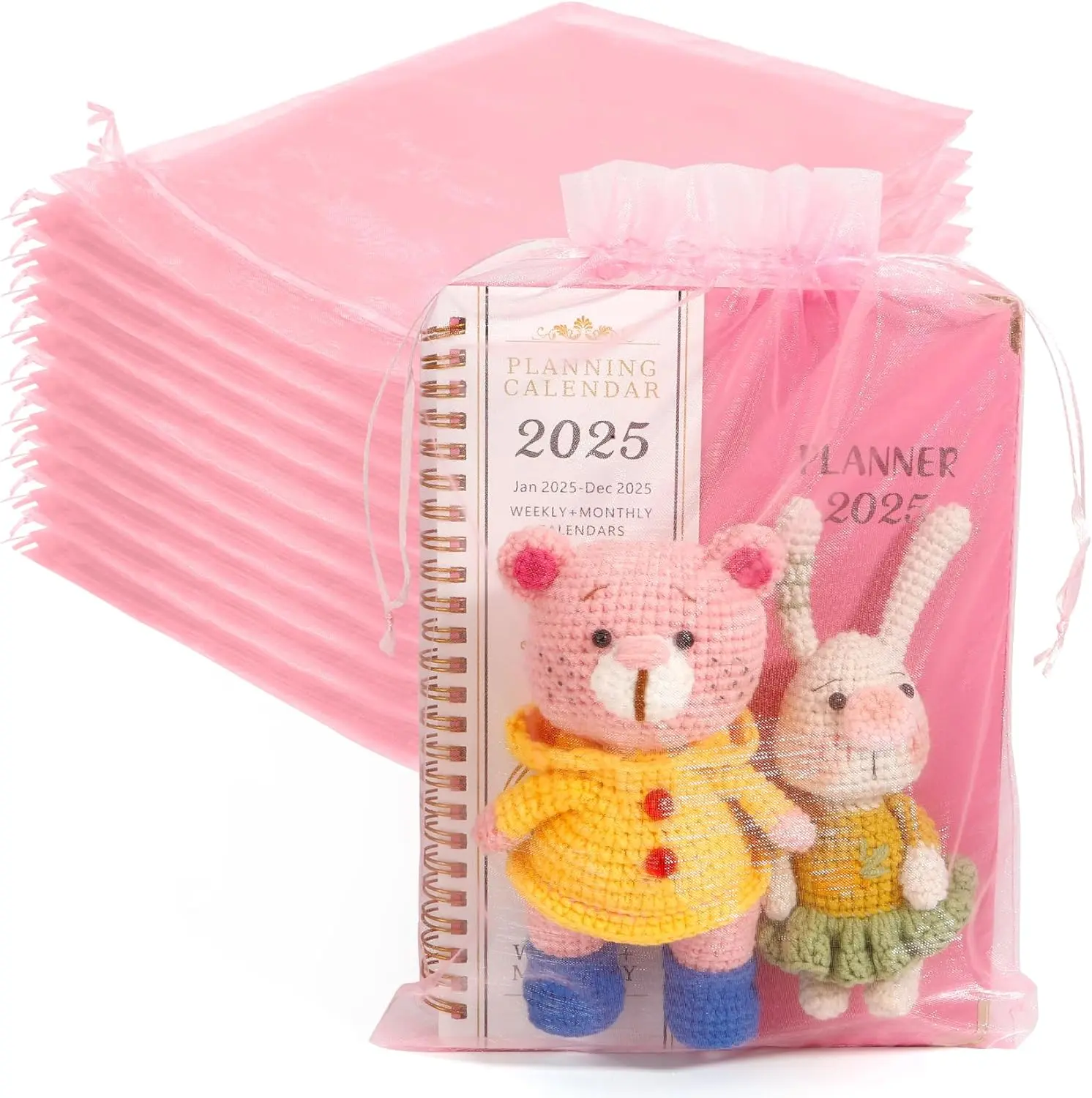CONNIE HAIR Free Organza Bags Mesh Bags Drawstring Sheer Organza Large Bags for Party Christmas Birthday Wedding(Pink)with Wig Purchase-Automatically Included with Any Wig Purchase (Do Not Order Separately)