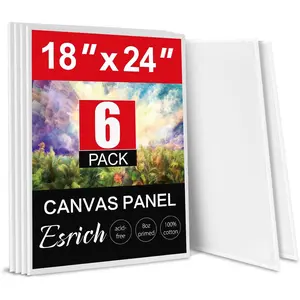 Canvas for Painting 18x24 Inch, 6 Canvas Boards for Painting Cotton Primed Acid Free Large Blank Canvases, Canvas Panels for Oil Paint, Watercolor, Acrylic Paint, Gouache and Tempera.