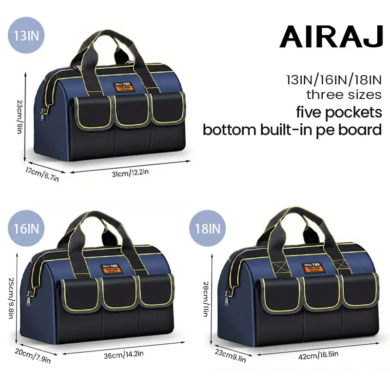 AIRAJ Wide Mouth Tool Bag 3-Piece Set (13