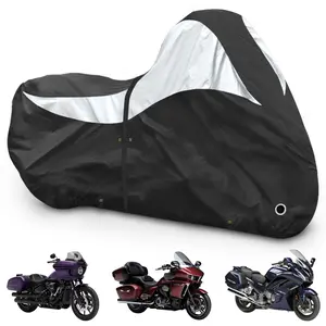 600D Motorcycle Cover，Heavy Duty Waterproof Motorcycle Covers Outdoor Storage with Lock-Holes Compatible with Harley Davidson, Honda, Suzuki, Kawasaki, Yamaha (96"-XXL)