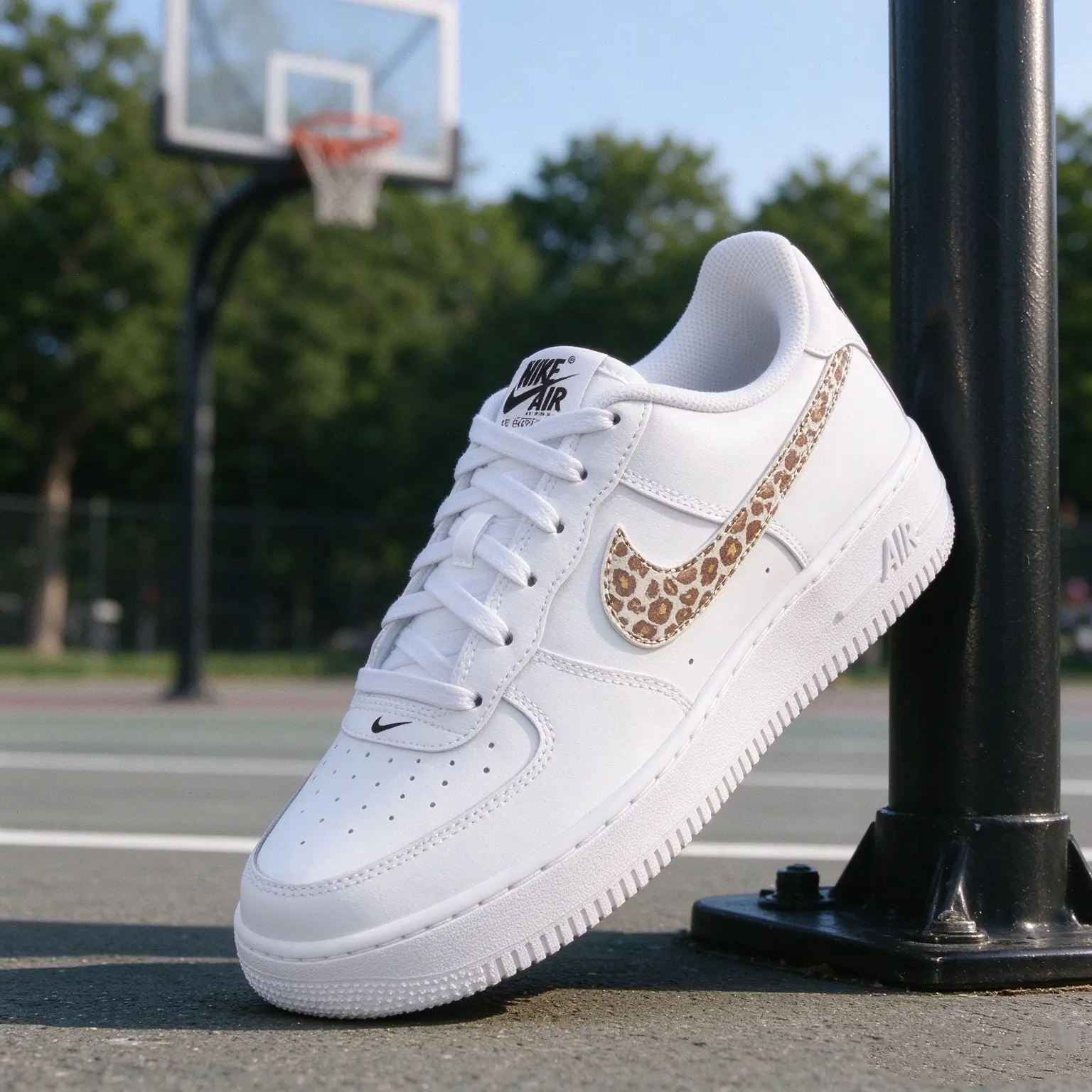 Nike Air Force 1 Low  White Leopard Swoosh (GS) IR0273-100 New Sneakers