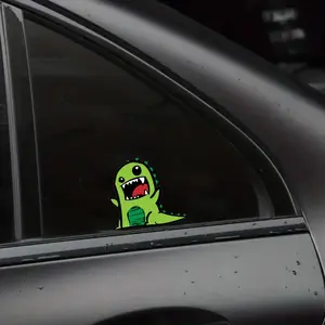 Cute Green Dino Peeker Sticker Vinyl Waterproof Decal Funny Cartoon Dinosaur Sticker for Car Window Laptop Water Bottle Decor
