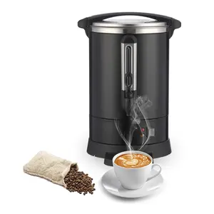 Fast brewing commercial coffee pot - stainless steel double wall hot drink machine -100 cups large capacity, suitable for catering, office, wedding - easy to clean Portable Electric Cuban Maker with Milk Frother