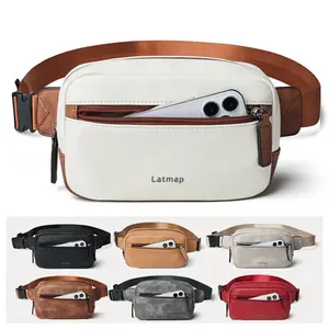 LATMAP 2L Versatile Crossbody Bags for Women Men, Faux Leather Fabric Fanny Packs Belt Bag Everyday Purse Shoulder Bag, Waist Pack with Adjustable Strap, Sling Chest Bum Bag for Travel Essentials Work Hiking, Gift for Her Mom Summervibes