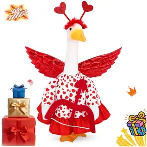 23'' Valentine's Day Goose Outfit - Cupid's Arrow Dress with Love Heart Headband & Red Wing Costume for Porch Garden Lawn Patio Yard Decor (not include geese)