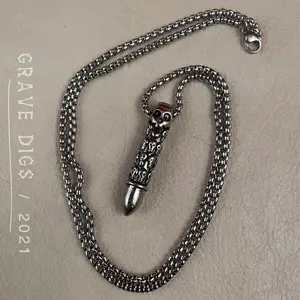 Bullet Skulls Pendant Necklace | Silver or Black Chain | Gothic Fashion Jewelry
