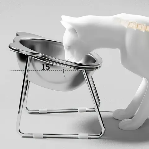 304 Stainless Steel Cat Bowl Set, Anti-Spill Pet Feeding Bowls Feeder, Neater Feeder, Easy Clean Round Edges, Suitable for Senior/cute/kitten Cats