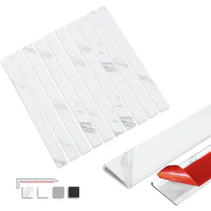 10 count Peel and Stick Tile Trim Edge, Self-Adhesive 12" PVC Molding Edging for Kitchen Backsplash (Marble)