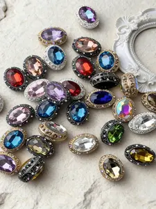 10/20 Counts, Heart Oval Shapes Metal Base set with Bling Artificial Gem Beads Kit for Pens, Crafts, Jewelry Making - Rhinestone Focal Beads for Beaded Pens, Bracelets - Bling Chunky Glitter for DIY Supplies, DIY Kits