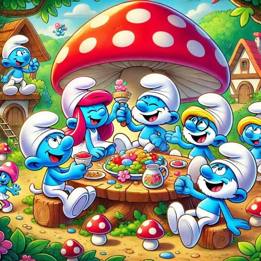 1pcs 5D DIY diamond painting kit, 5D diamond art set, DIY decoration, Smurfs party diamond painting kit full round drill DIY, mosaic, diamond art, DIY art home decoration, Handicraft, Diamond Art Tools, suitable for Halloween and Christmas.