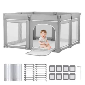 VEVOR Baby Playpen, 78.7x 70.1 Extra Large Toddlers Playpen, Foldable Baby Fence Play Yard with Zippered Door Soft Breathable Mesh, Indoor Outdoor Safety Activity Center - Great Gift for Toddlers