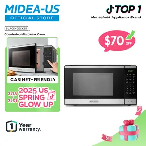 BLACK+DECKER 0.9 Countertop Microwave Oven,  gift, 0.9 Cu Ft, 6 Auto Menus, Child Lock, Memory Function, 10 Power Levels, Easy One-Touch Start, Digital Panel, Jumpstart, Gift