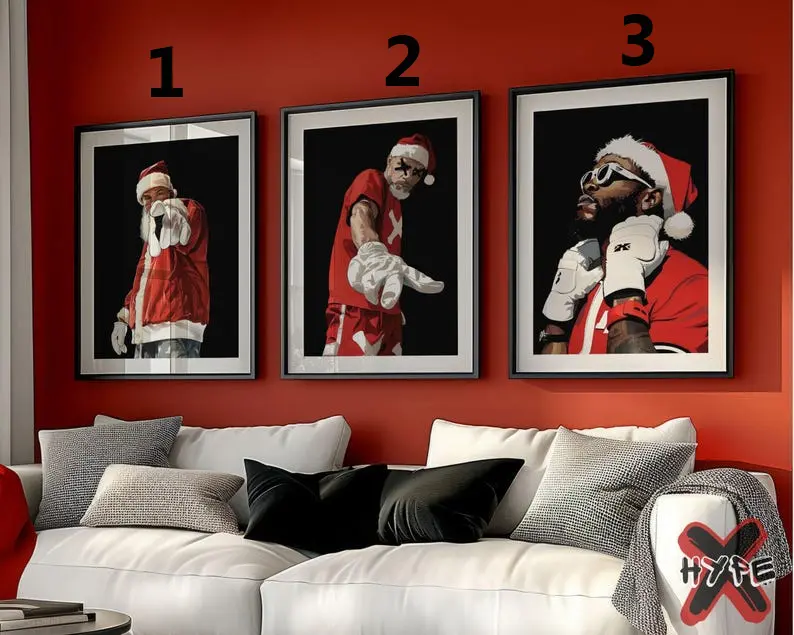 Cool Santa Claus Prints, Set of 3 Wall Art, Printable Hip Hop Christmas Poster