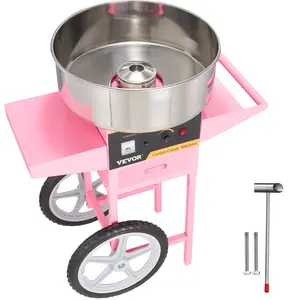 1000W Commercial Electric Cotton Candy Machine with Cart (Cart Handle), Stainless Steel Bowl, Sugar Scoop, Drawer, Temperature Control, Summervibes Floss Maker for Home, Kids Birthday Parties