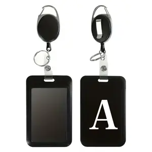 Clear Window Plastic Badge Holder, Multifunctional Card Sleeve for Office & School Use, Personalized Initial Design Available, Id Badge Holder, Badge Reels Retractable