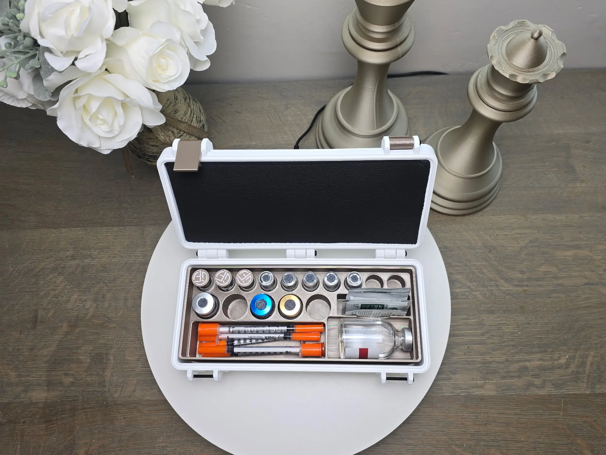 Peptide Storage LARGE Case - High Quality Insulin Case with Secure Slots for Peptide Bottles - Ideal for Travel and Storage Boxes Vial Organization Matte Organizer Box