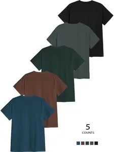 5 Pack Cotton T-Shirts for Men Basic Crewneck Tee Soft Breathable Everyday Essential Casual Streetwear Minimal Style Gym Workout Layering Shirt Gift for Him #menshirt #basictshirt #cottontee #3packshirts #mensfashion #streetwear #everydaystyle