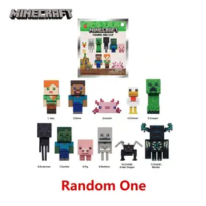 1PC Minecraft Officially Licensed Game Character Keychain Series Mystery Bulk Bag Clip Random One Alex Zombie and Steve  Backpack Pendant Birthday and Gifts for Friends