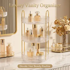 360° Rotating Storage Rack, Large Capacity Vanity Organizer for Perfume, Skincare, Makeup & Beauty Essentials, Countertop Storage Shelf for Bathroom & Bedroom