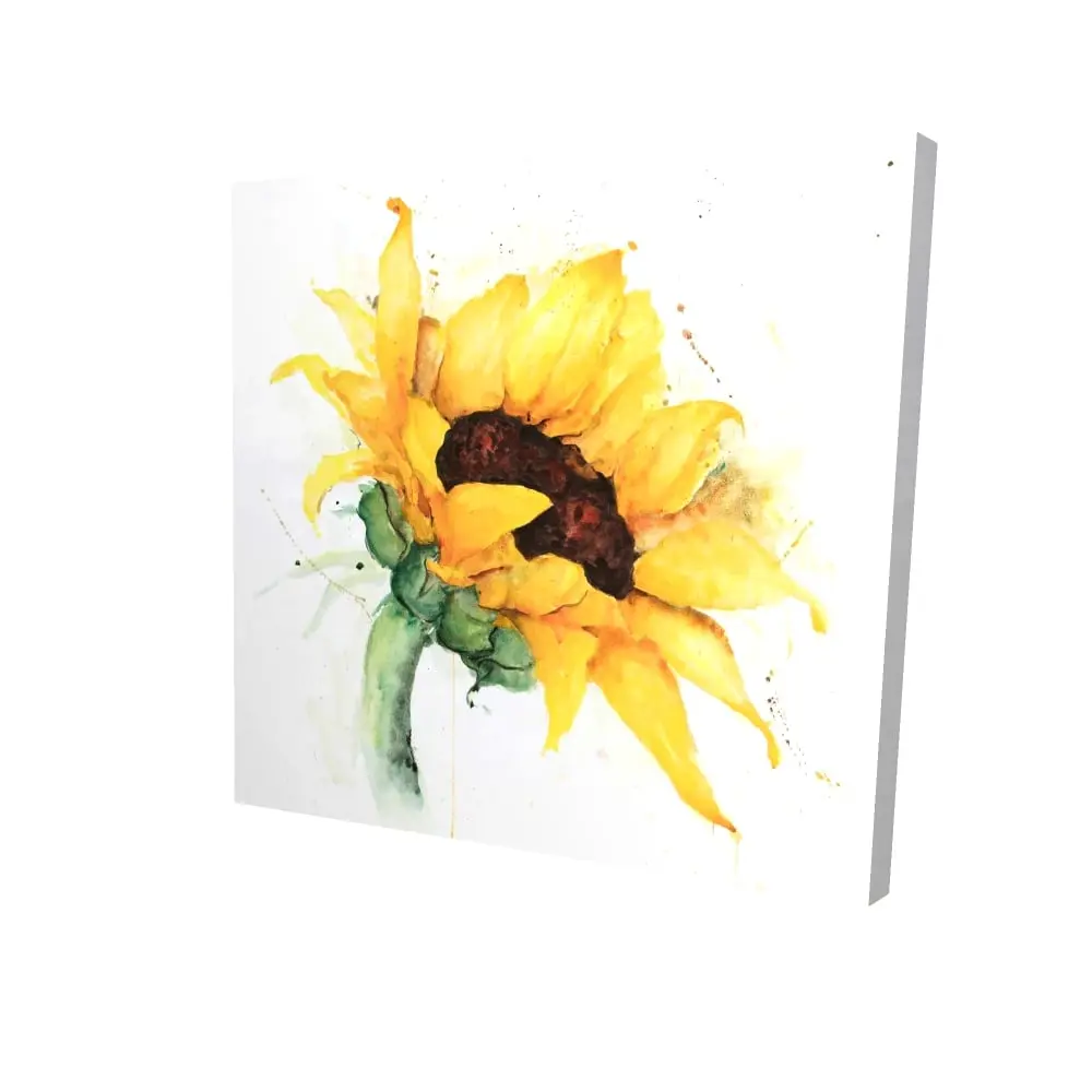 212 MAIN Artistic Watercolor Sunflower Floral Poster & Print - 24x24 in Paint Splash Artwork, Modern Farmhouse Rustic Bedroom Wall Decoration, Home Goods