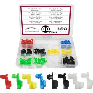 80PCS Door Lock Rod Car Clips Assortment Kit, Door Install Clips, Tailgate Handle Rod Clip, Car Accessories Left and Right Door Handle Rod End Clip Retainer Compatible with Most Vehicles