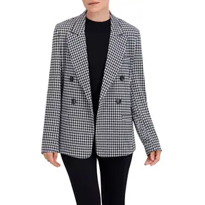 Double Breasted Plaid Unlined Blazer