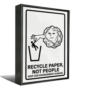 Recycle Paper Not People Keep Our Environment Humane Poster for Eco-Friendly Awareness,Optional  Frame