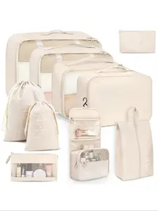 10-Piece Portable Travel Storage Bag Set, Organize Clothes Shoes Underwear, Includes Makeup Bag Hanging Toiletries Pouch, Ideal for Home Outdoor Holidays Hotel Stay, Travel Organizer Bag