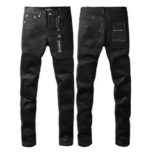Foreign Trade Trend New Purple Black Slim Fit Button Jeans