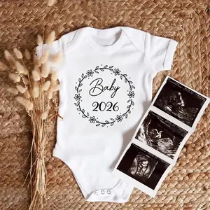 Baby 2026 Pregnancy Announcement Clothes Cotton Newborn Baby Romper Funny Infant Short Sleeve Bodysuit Best Gift For Baby