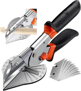 45-135 Degree Multi Angle Miter Shear Cutter Hand Tools Soft Wood Cutter Black Adjustable Angle Cutter with 10 Blades for Cutting Plastic, PVC and Molding Trim