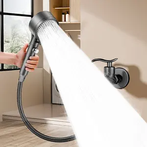 Abs Handheld Shower Head with 6 Spray Modes, One-Button Shut off Design, Wall Mounted, Suitable for Bathroom, Hotel, RV Cleaning