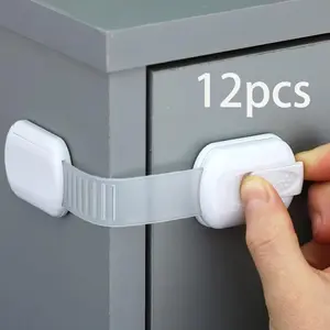 12pcs For Drawer, Fridge, Washing Machine, Bucket Seat, Cabinet, Closet, Oven, Dumpster, Adhesive Free Adjustable Multipurpose Latch Child Lock