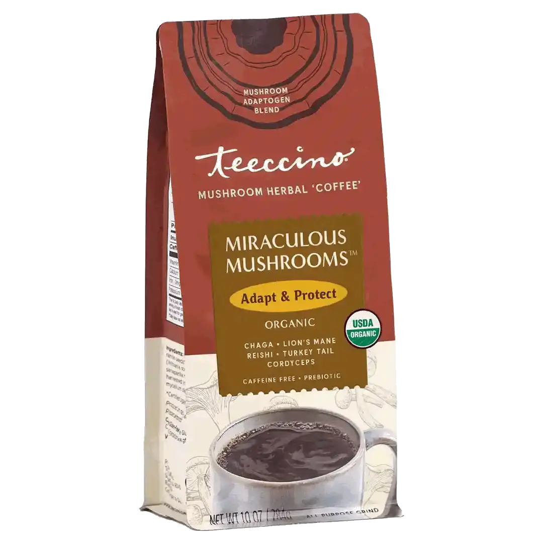 Teeccino Miraculous Mushrooms Herbal Coffee - Natural Herbal Beverage for Your Everyday Enjoyment