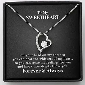 To My Sweetheart Necklace, Gift for Wife, Gift for Wife Birthday, Anniversary From Husband, Necklace For Wife, Forever Love necklace, Mother's Day, Christmas I love you forever and always. Necklace Jewelry With Meaningful Messages Card & Box