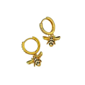 CZ Bee Dangle Drop Earrings for Women