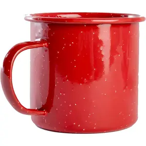 Outdoor Camping Enamel Mug 16 Oz (Red) Ideal for Early Morning Coffee or Cold Beverages