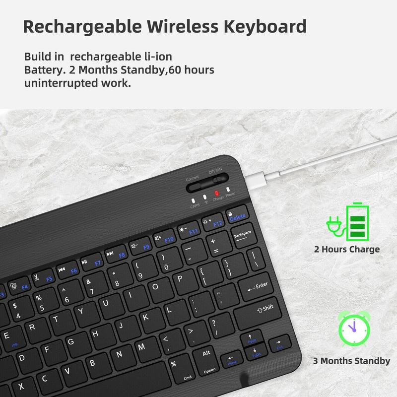 Wireless Bluetooth Keyboard+Mouse Combo Set For laptops, Phone Tablet, Quiet Cordless Computer Keyboard Mouse