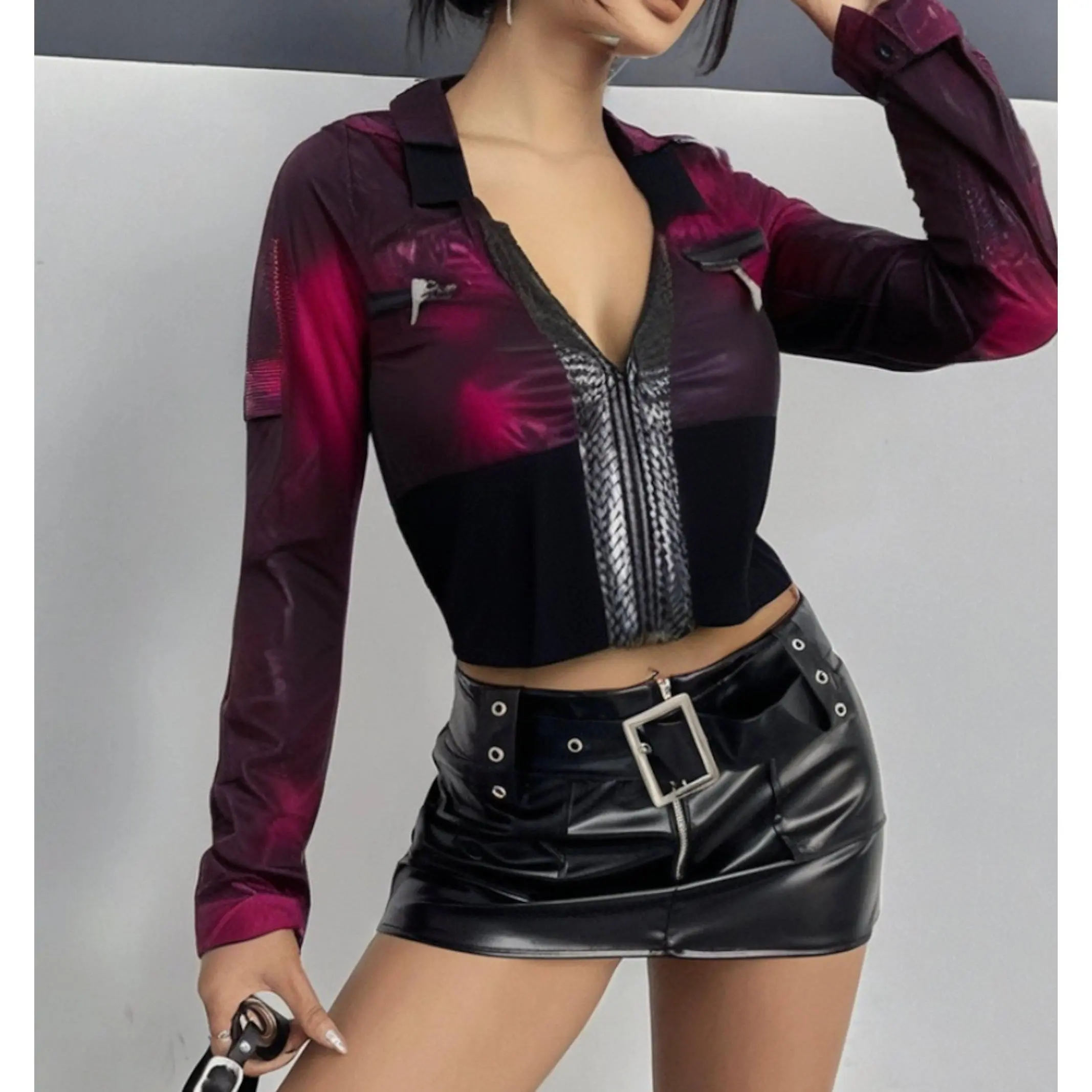 Biker Chic Ombre Crop Jacket